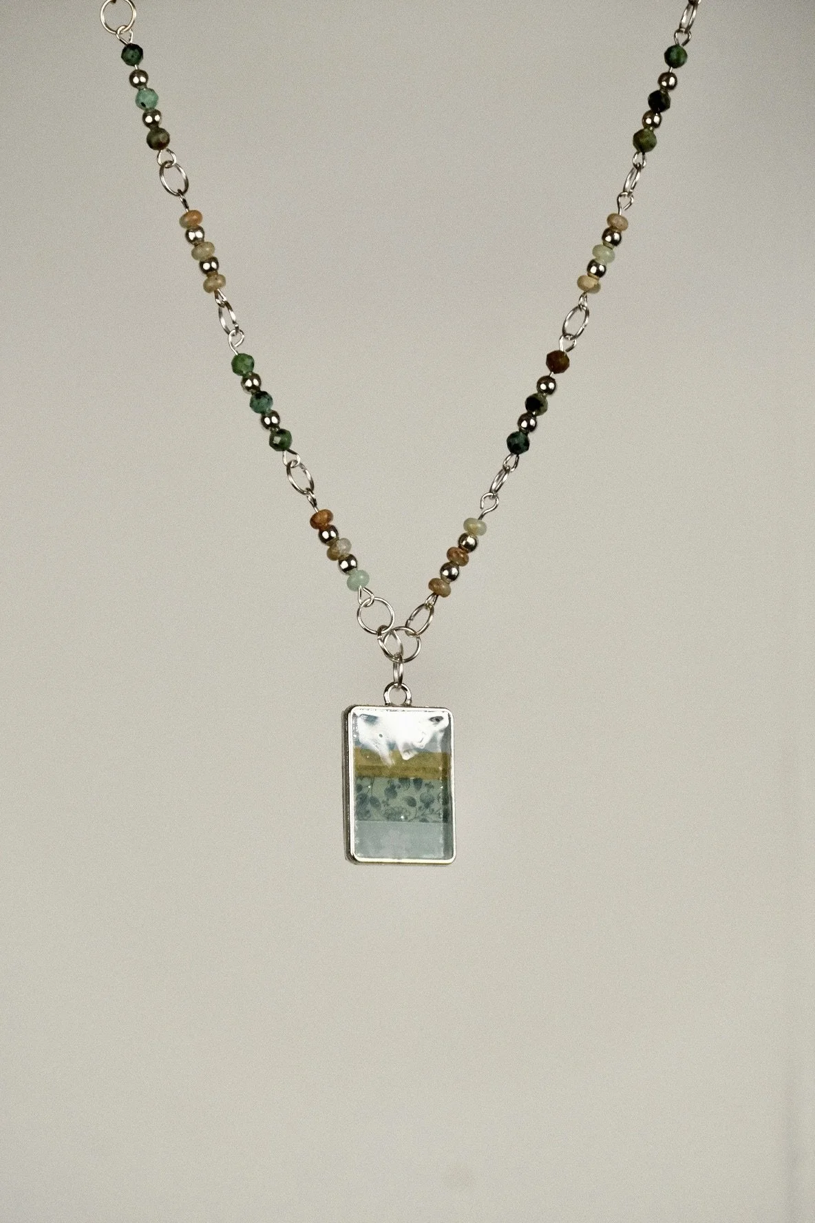 Sea Foam Resin & Bead Necklace