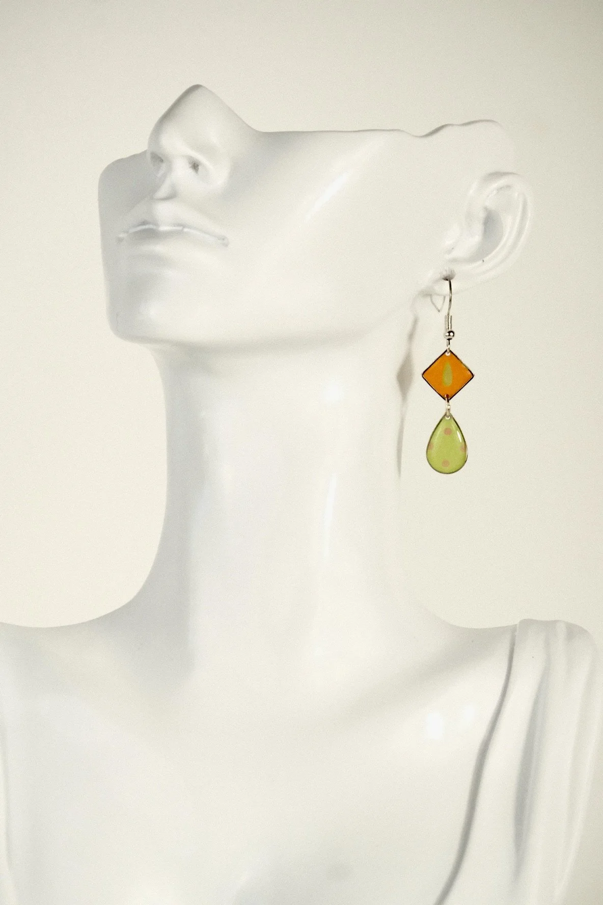 indigo roc abstract lime and orange resin earrings