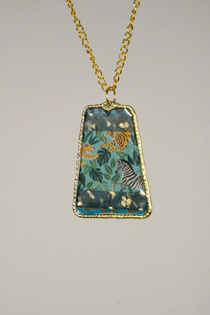 Emerald Tiger Resin Necklace