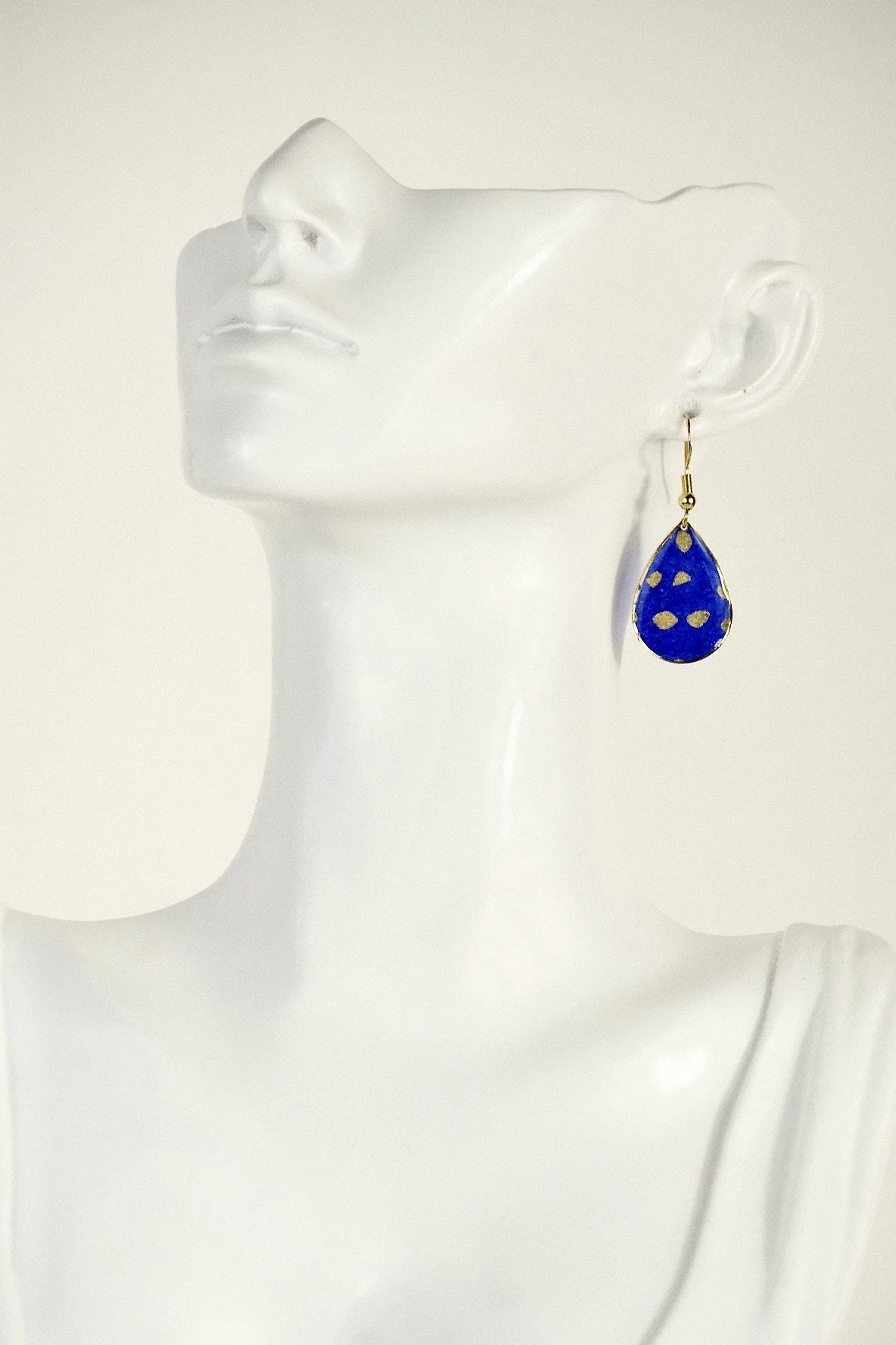 deep blue and gold resin earring