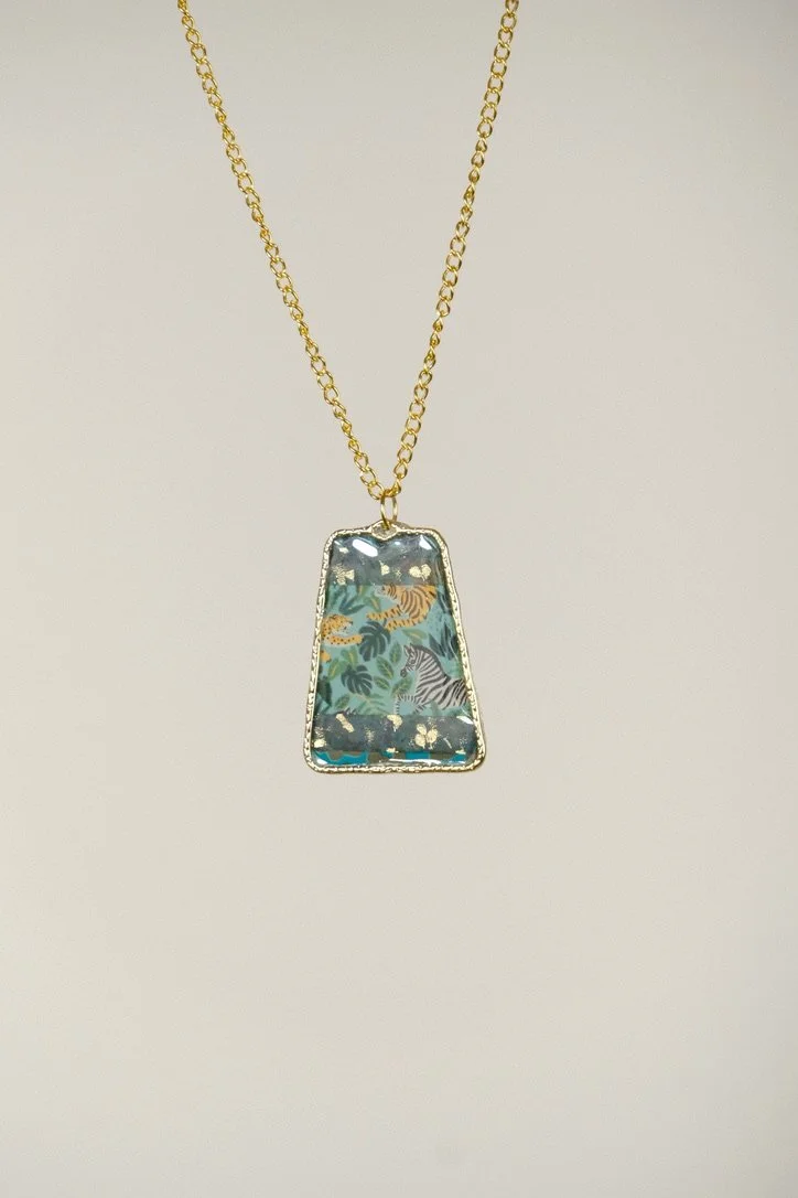 Emerald Tiger Resin Necklace