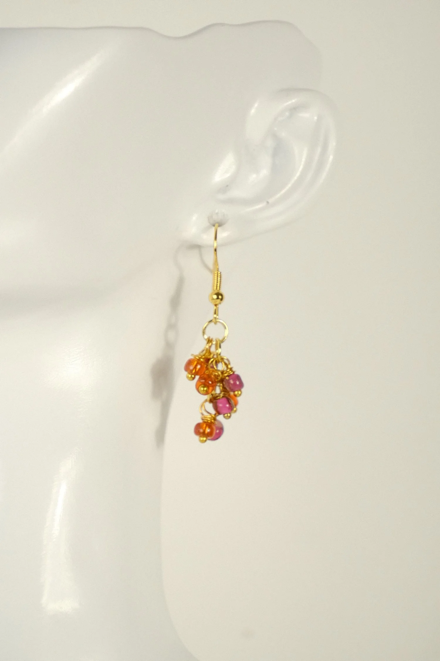 Fuchsia & Orange Cluster Earrings