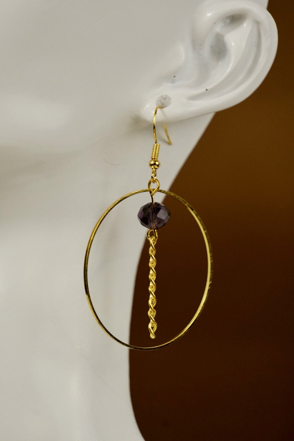 close up of the earrings