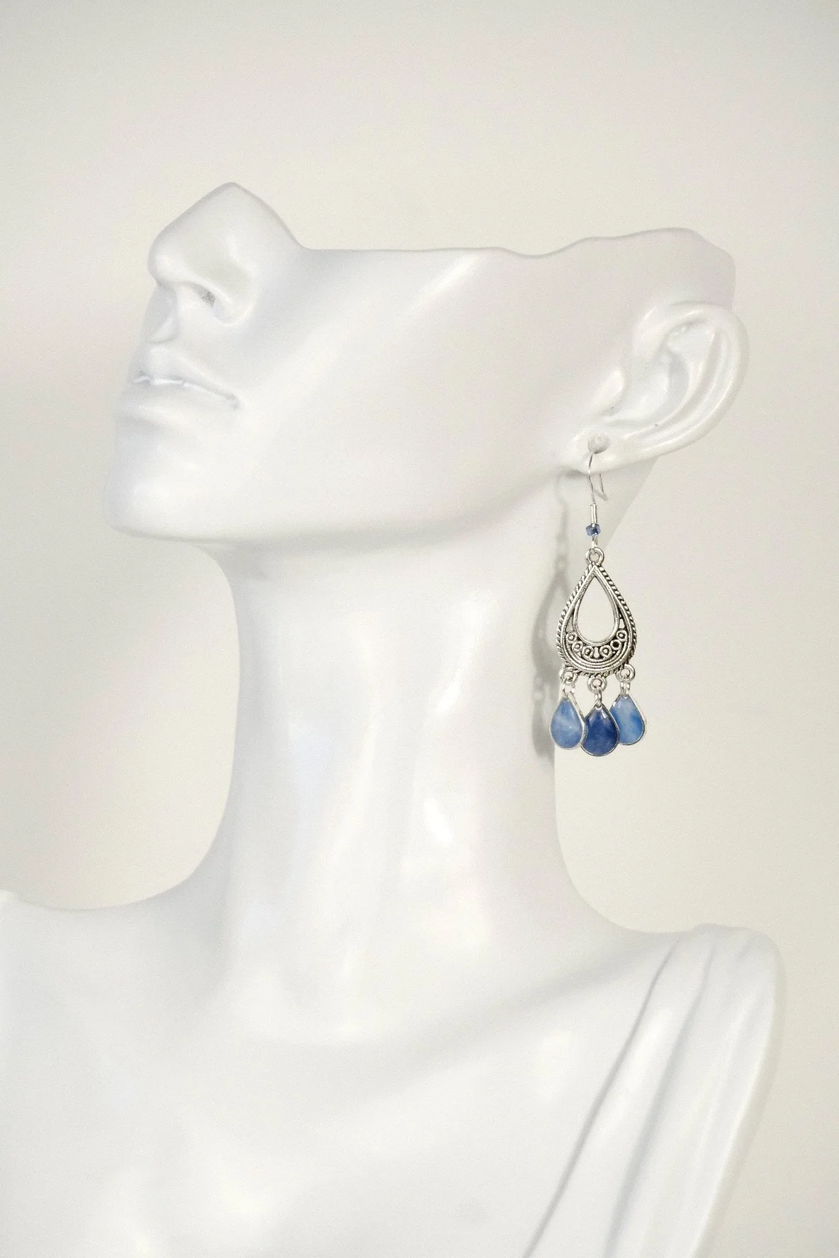 Blue Leaf Resin Earrings