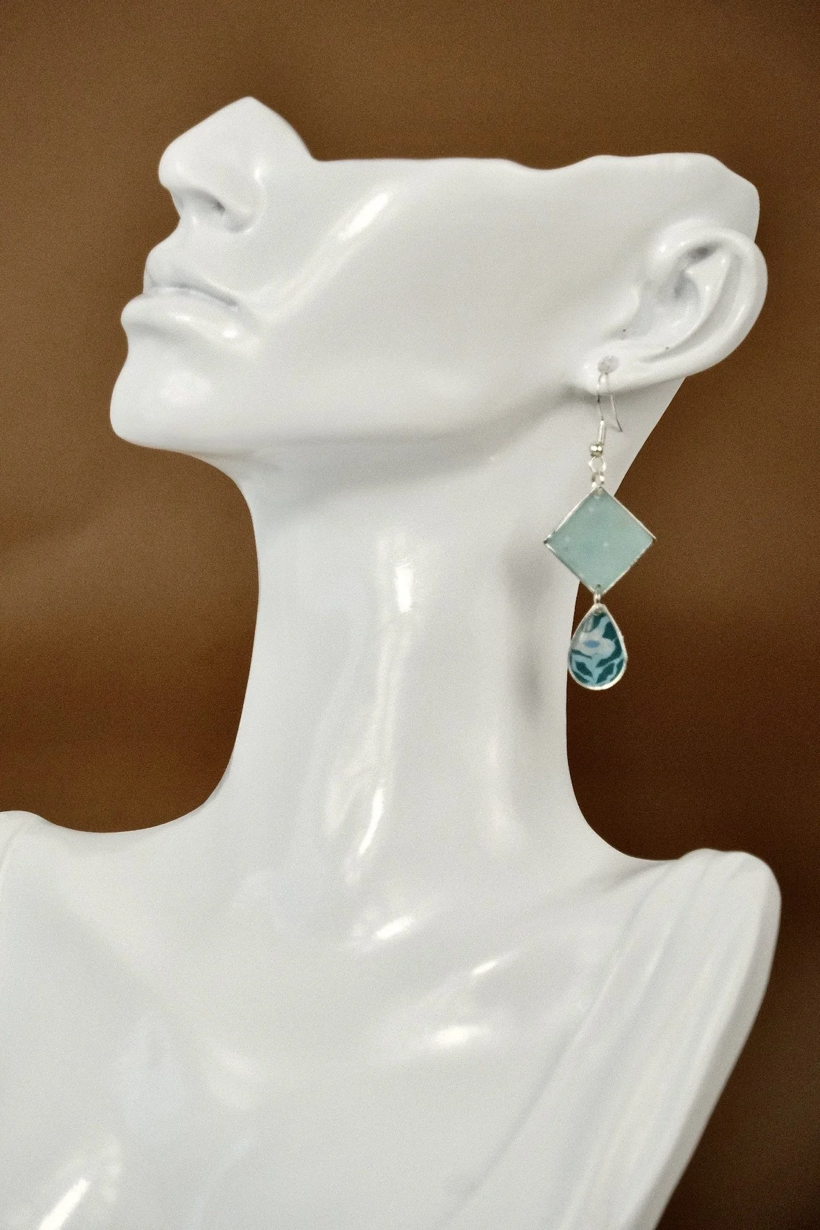 sea foam aquatic resin earrings