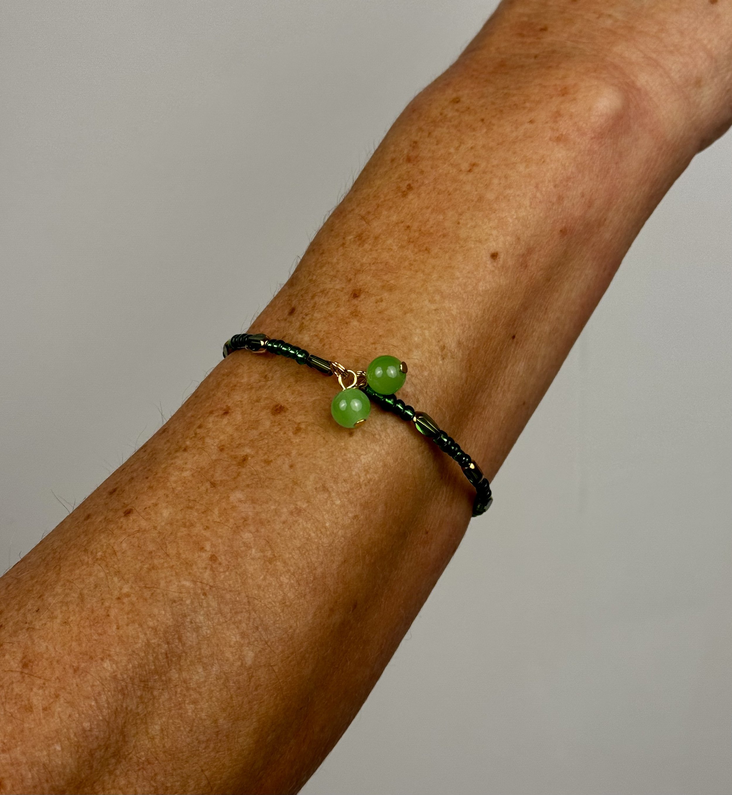 detailed shot of the beads worn