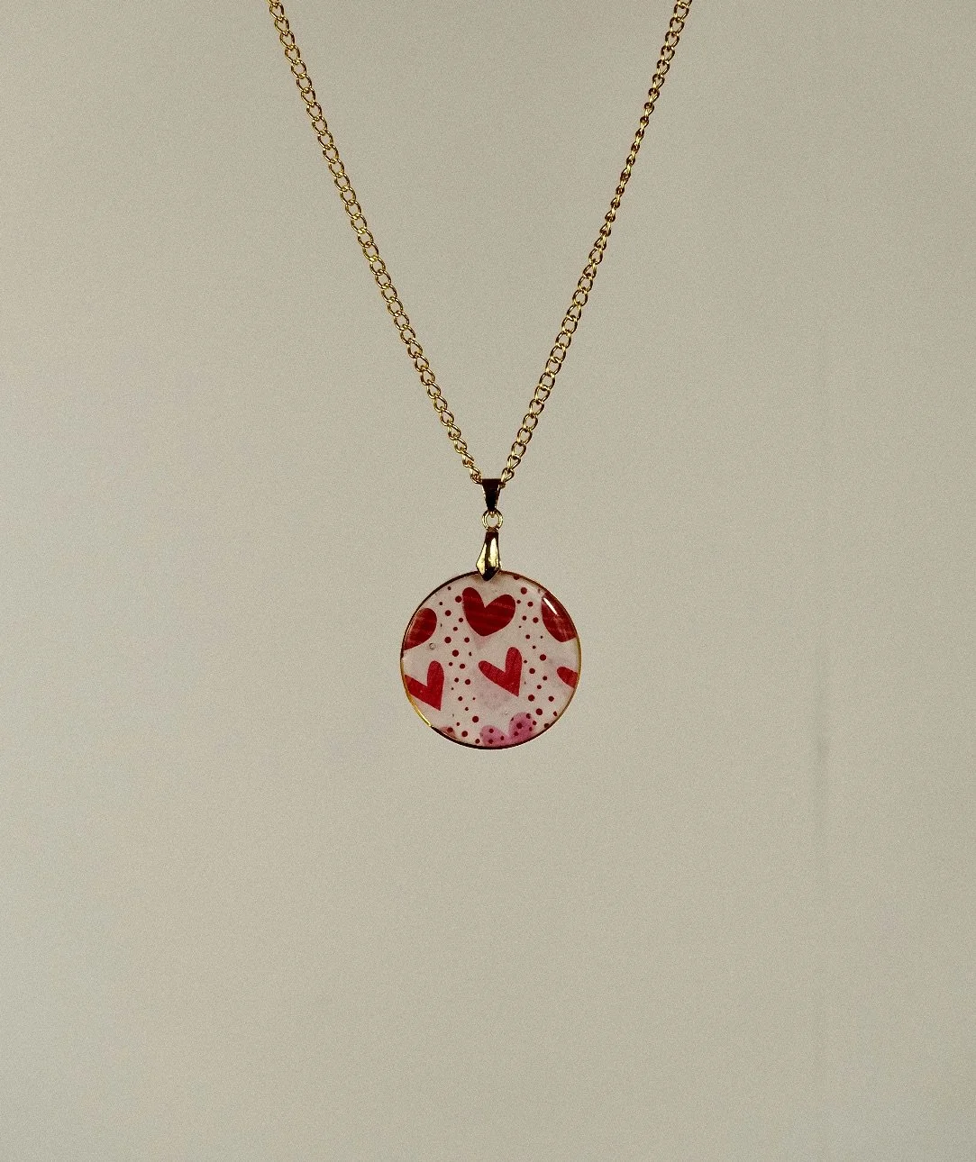 Handmade Red Heart Resin Necklace