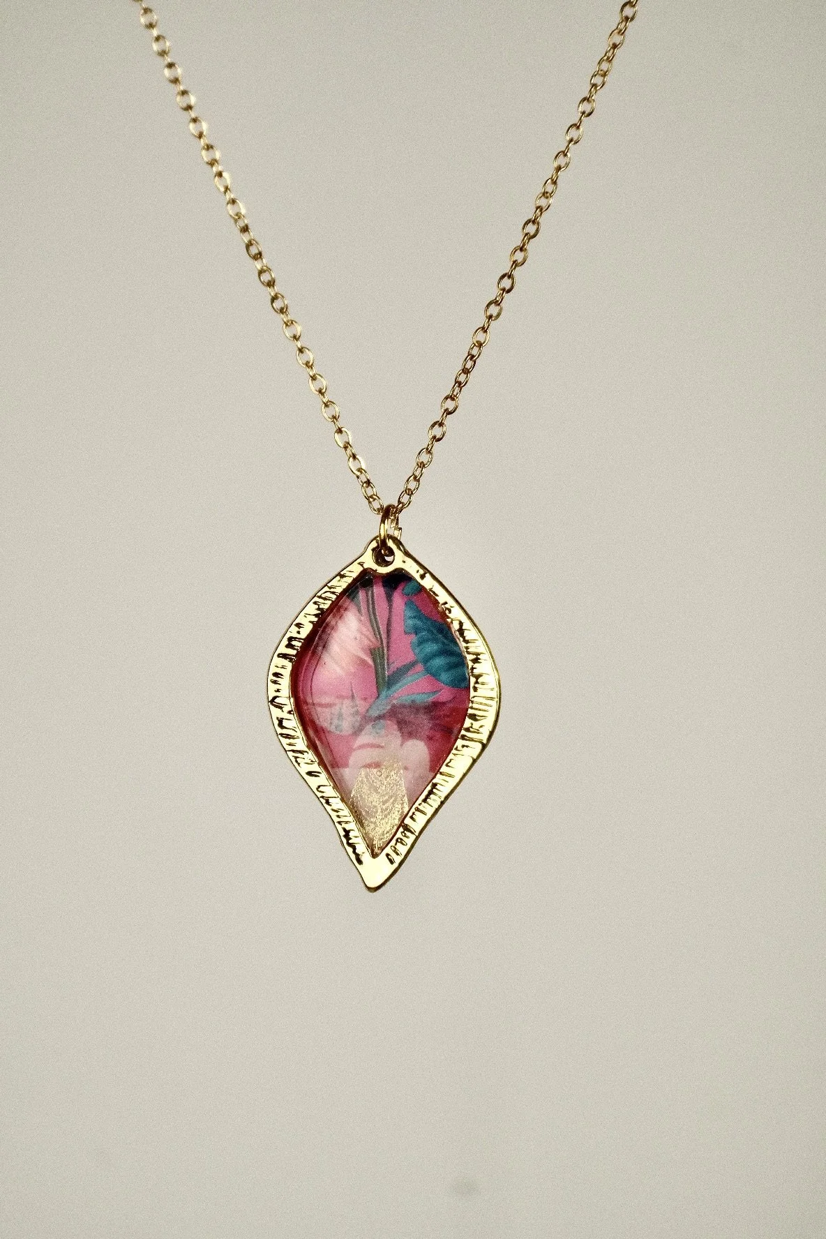 Petal Fuchsia Resin Necklace