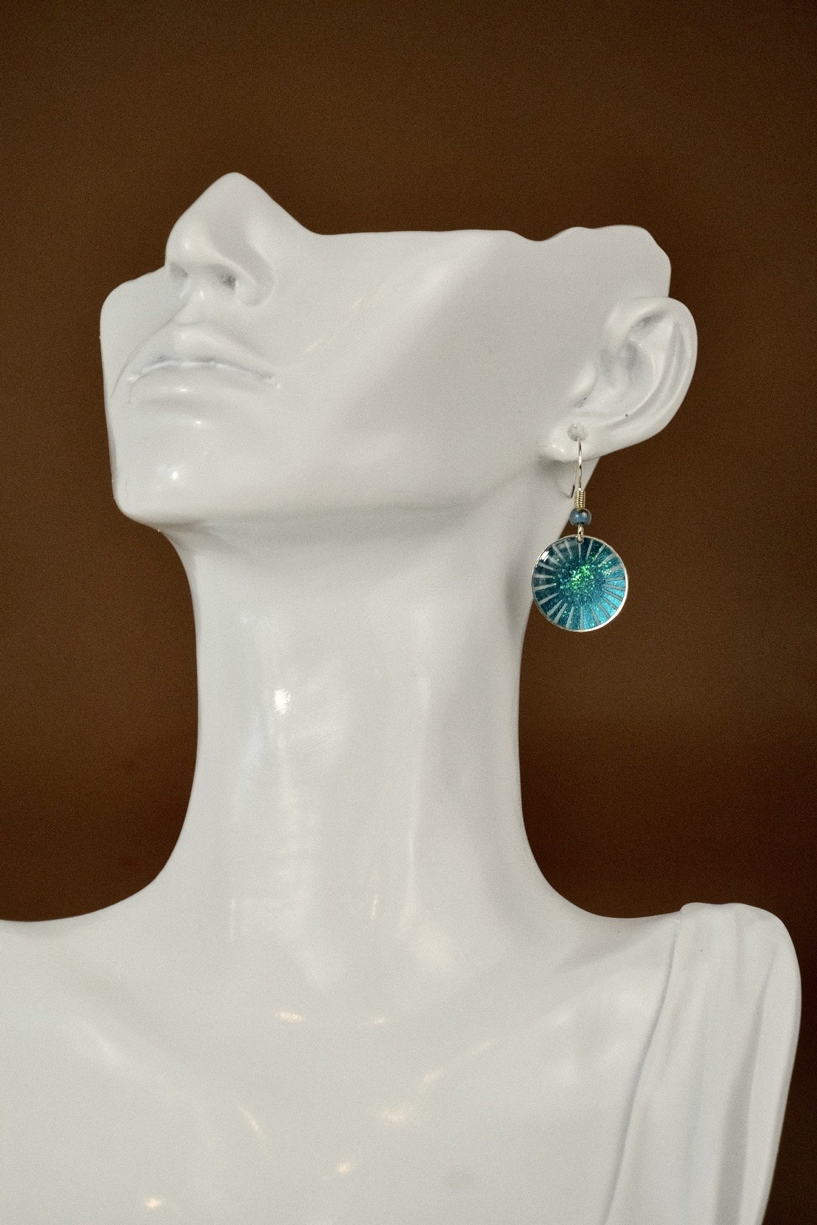 Turquoise sunrise resin earrings