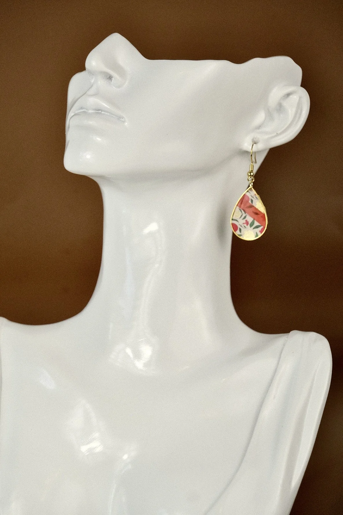 floral red resin earrings