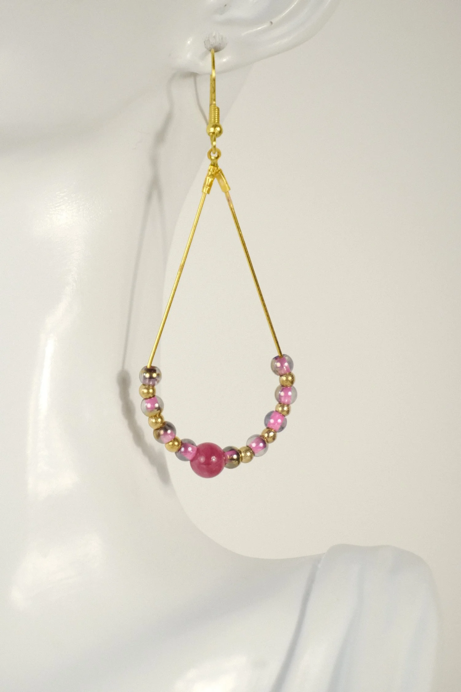 Fuchsia Beaded Earrings