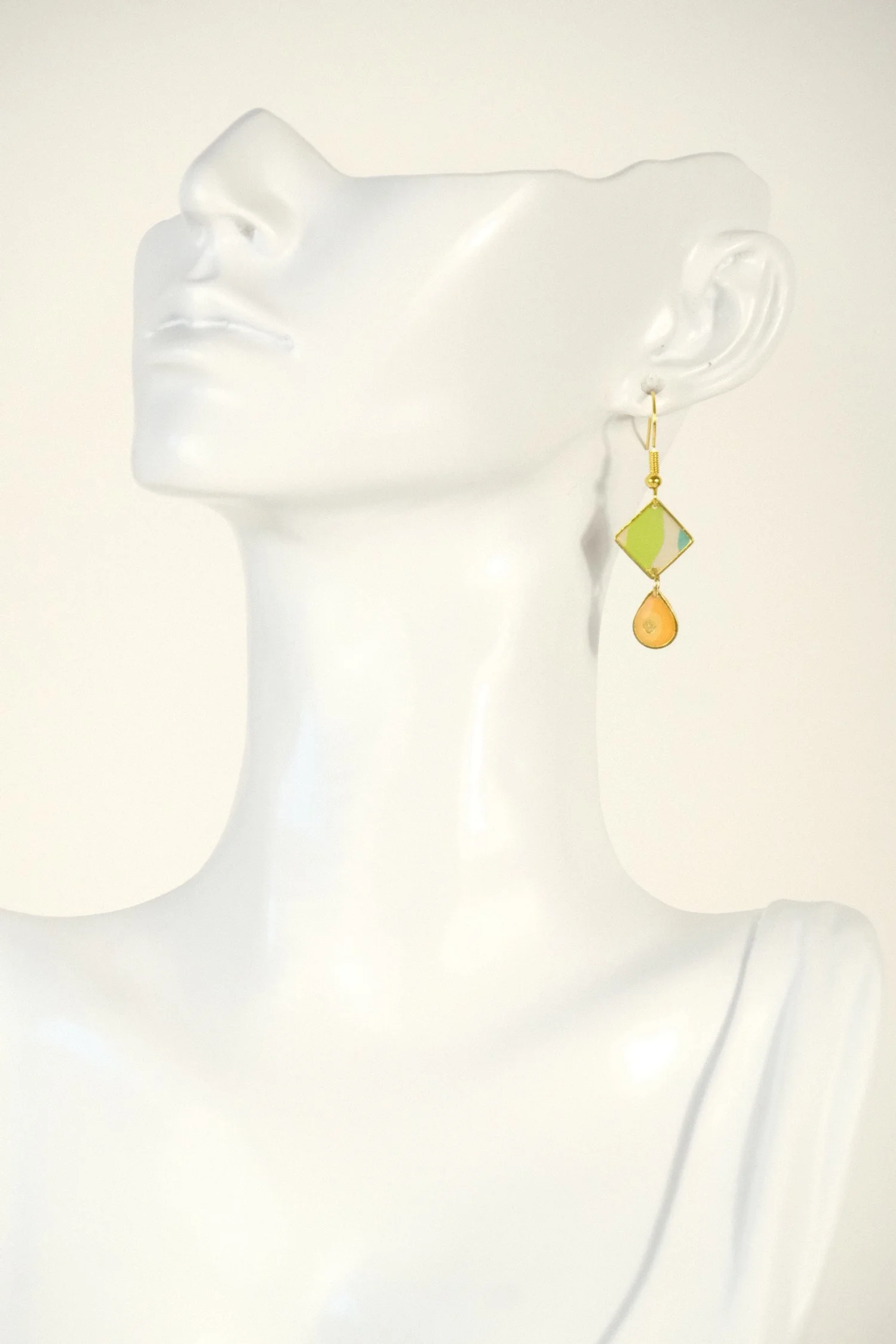Dual Fuchsia & Orange Resin Earrings