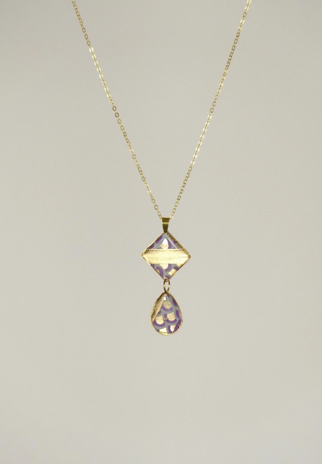 Indigo & Gold Resin Necklace