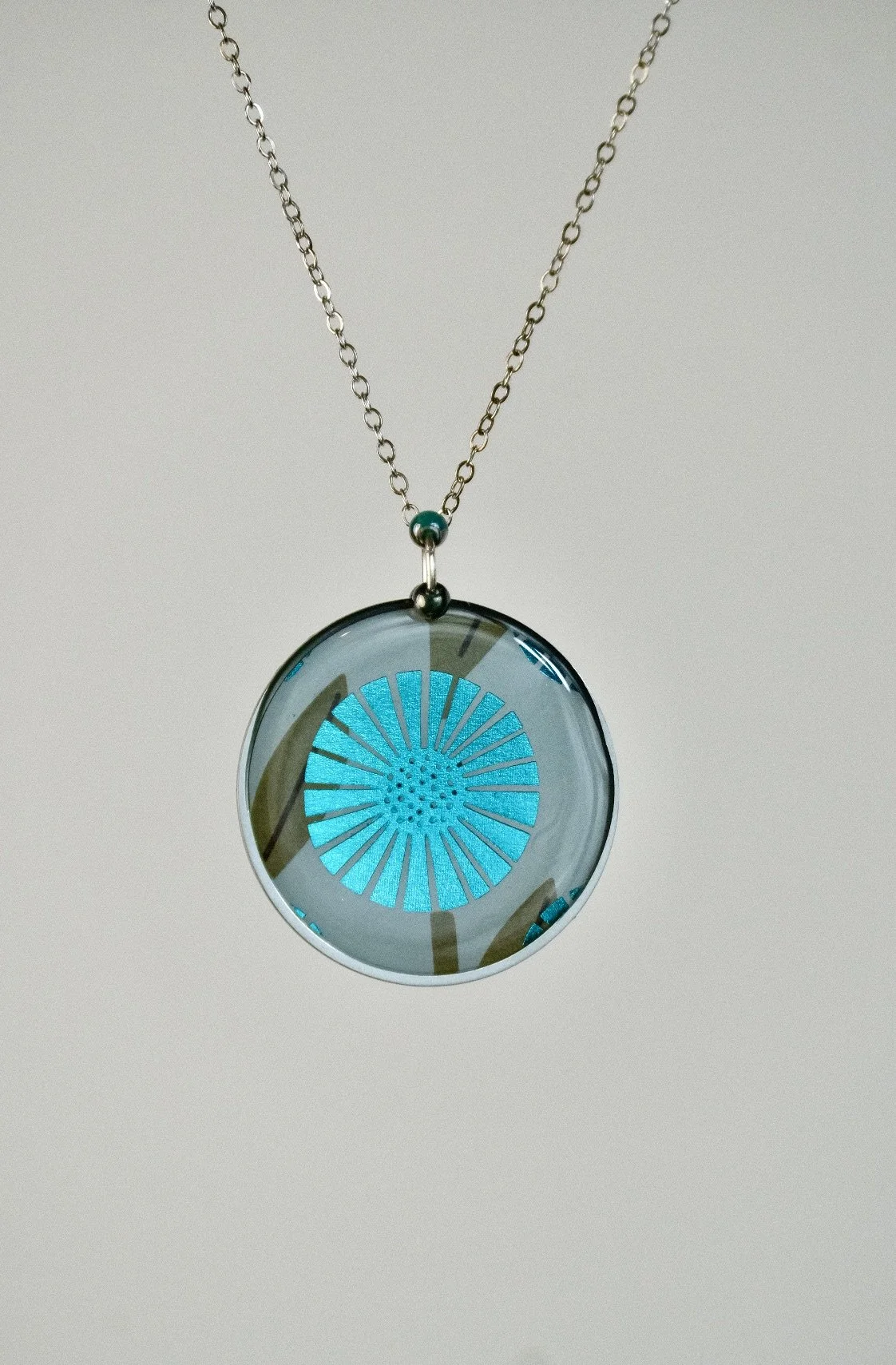 Turquoise Flower Resin Necklace