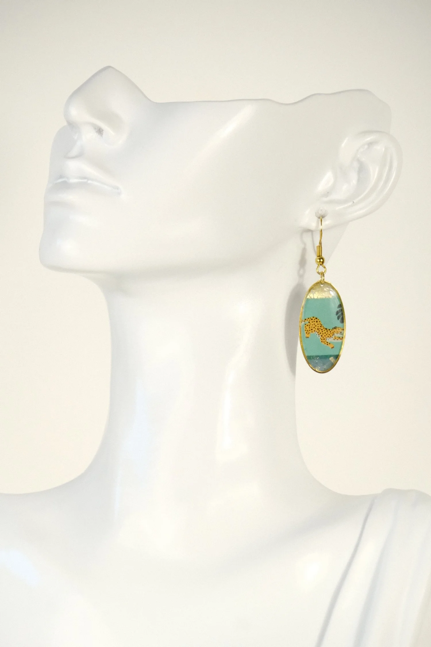 Emerald Tiger Resin Earrings