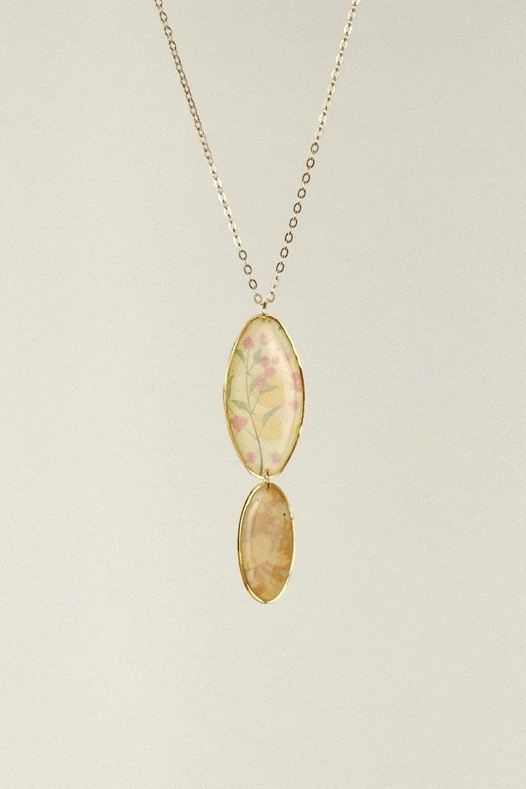 Oval Citrus Resin Necklace