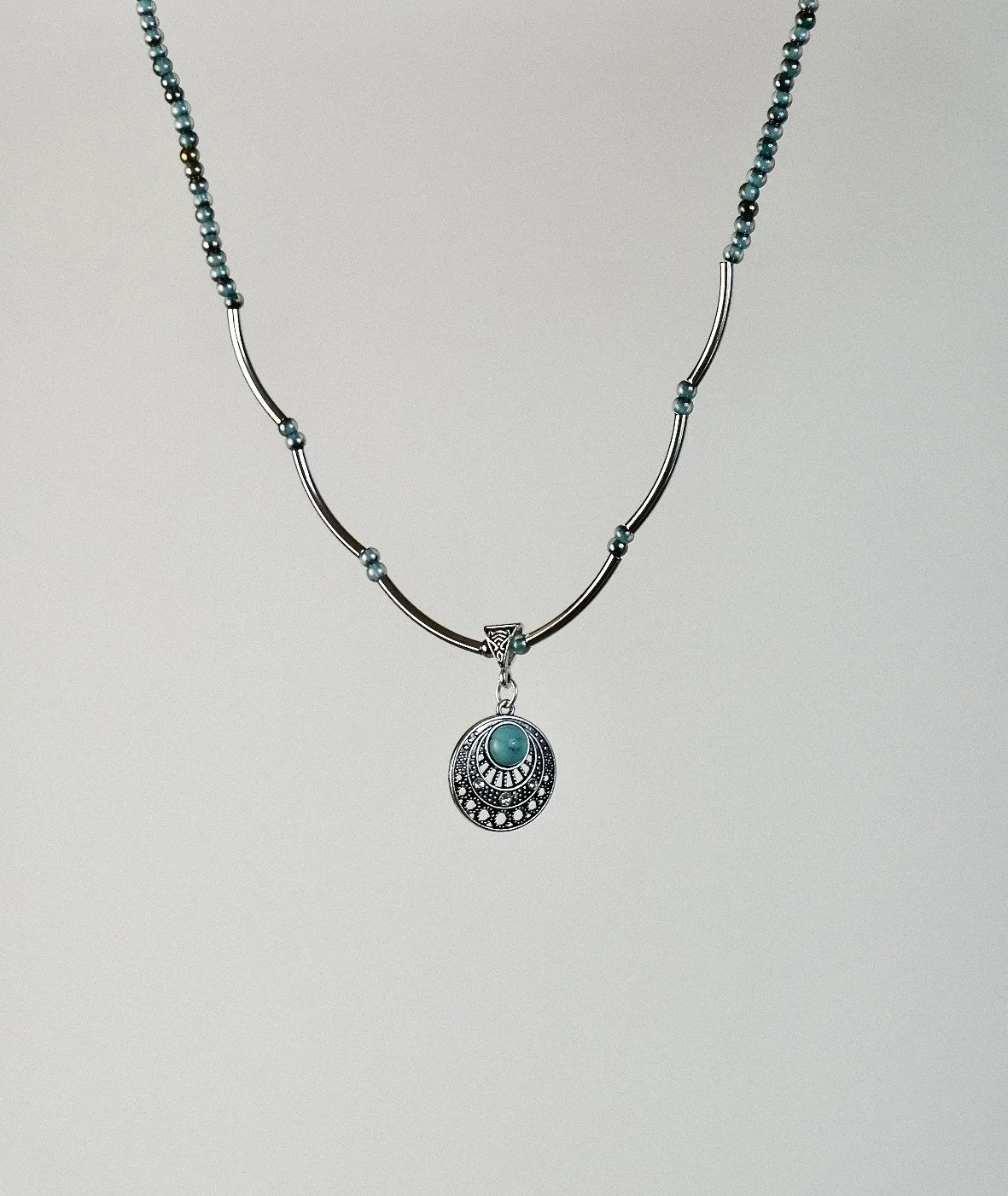 turquoise and silver choker