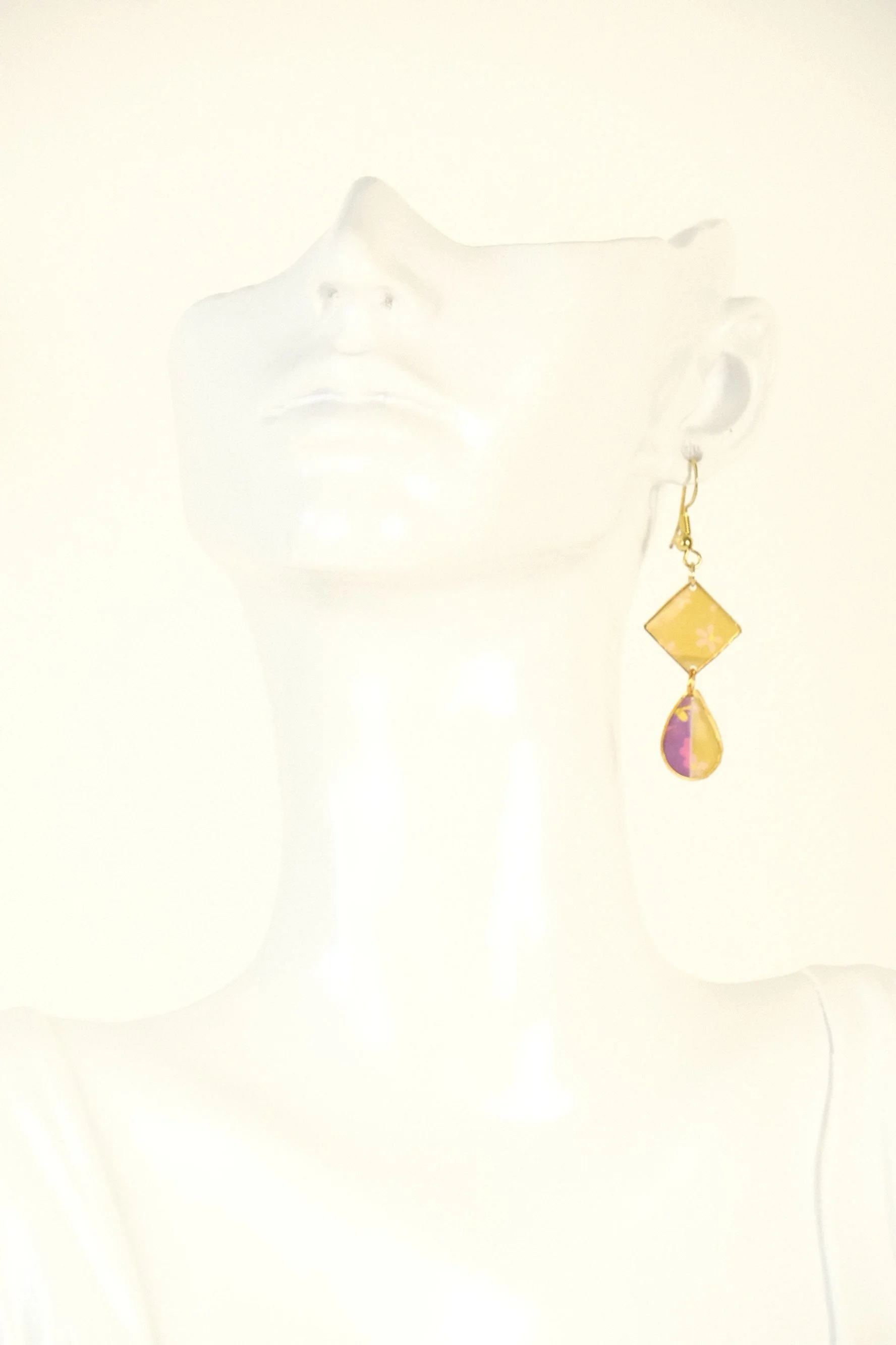Indigo & Orange Square Resin Earrings