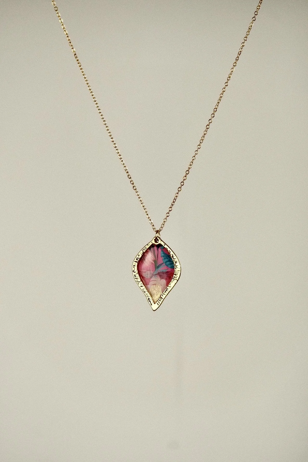 Petal Fuchsia Resin Necklace