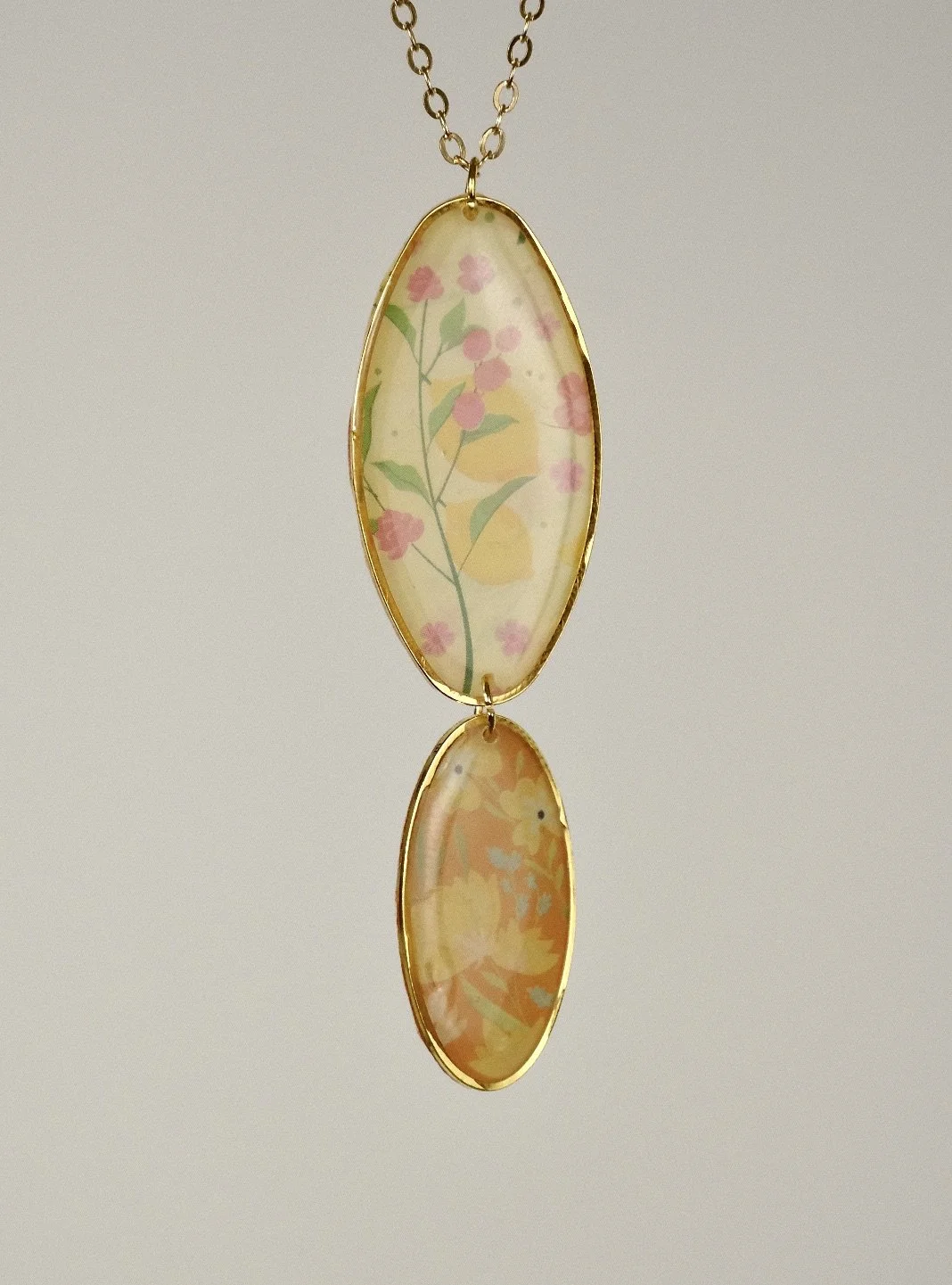 Oval Citrus Resin Necklace