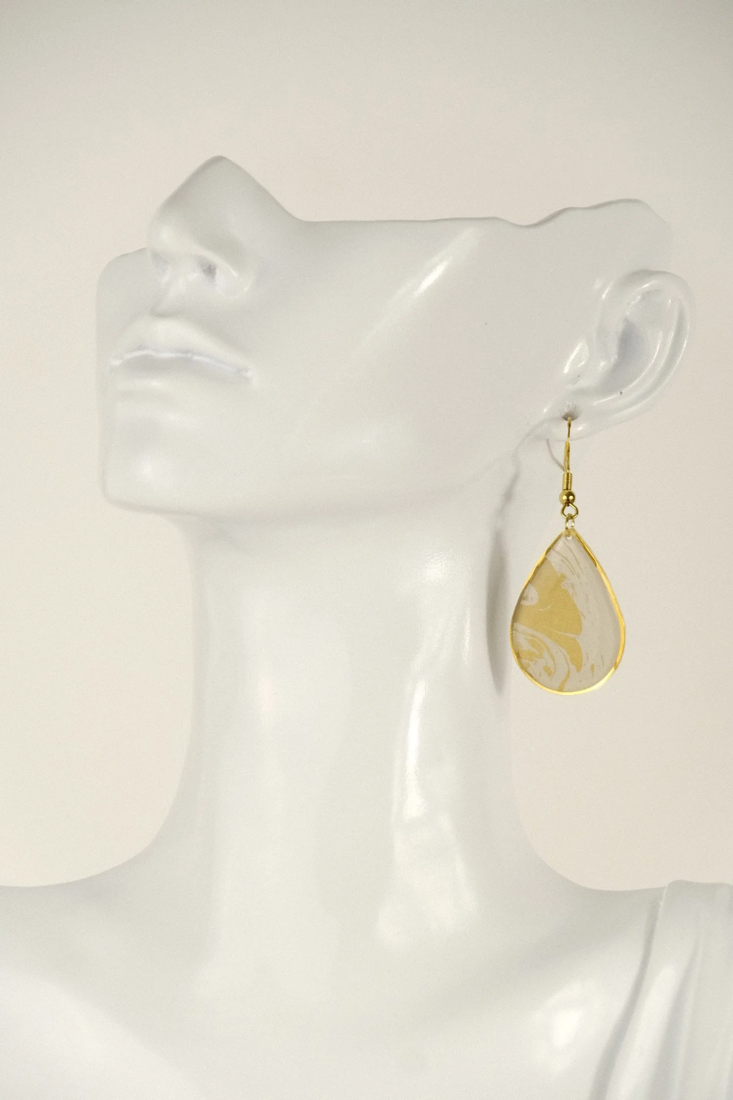 White & Gold Resin Earrings
