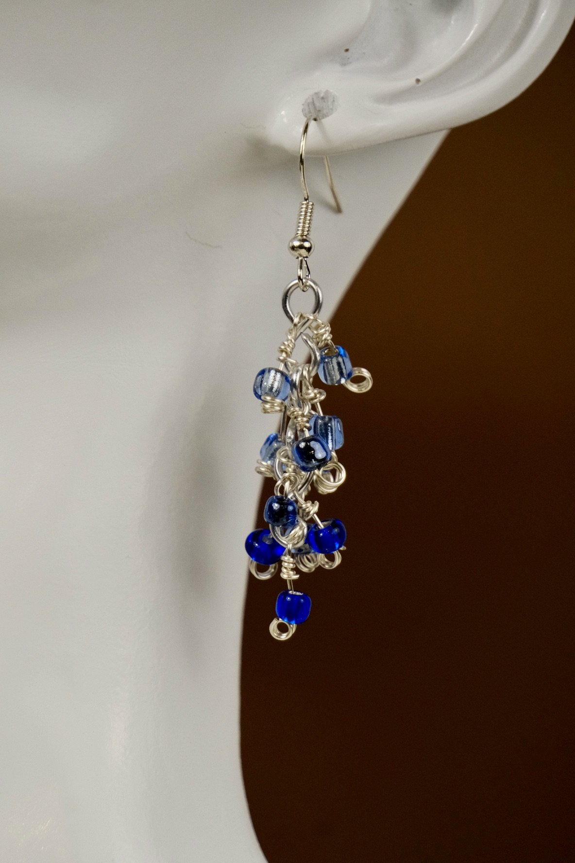 close up of the earrings