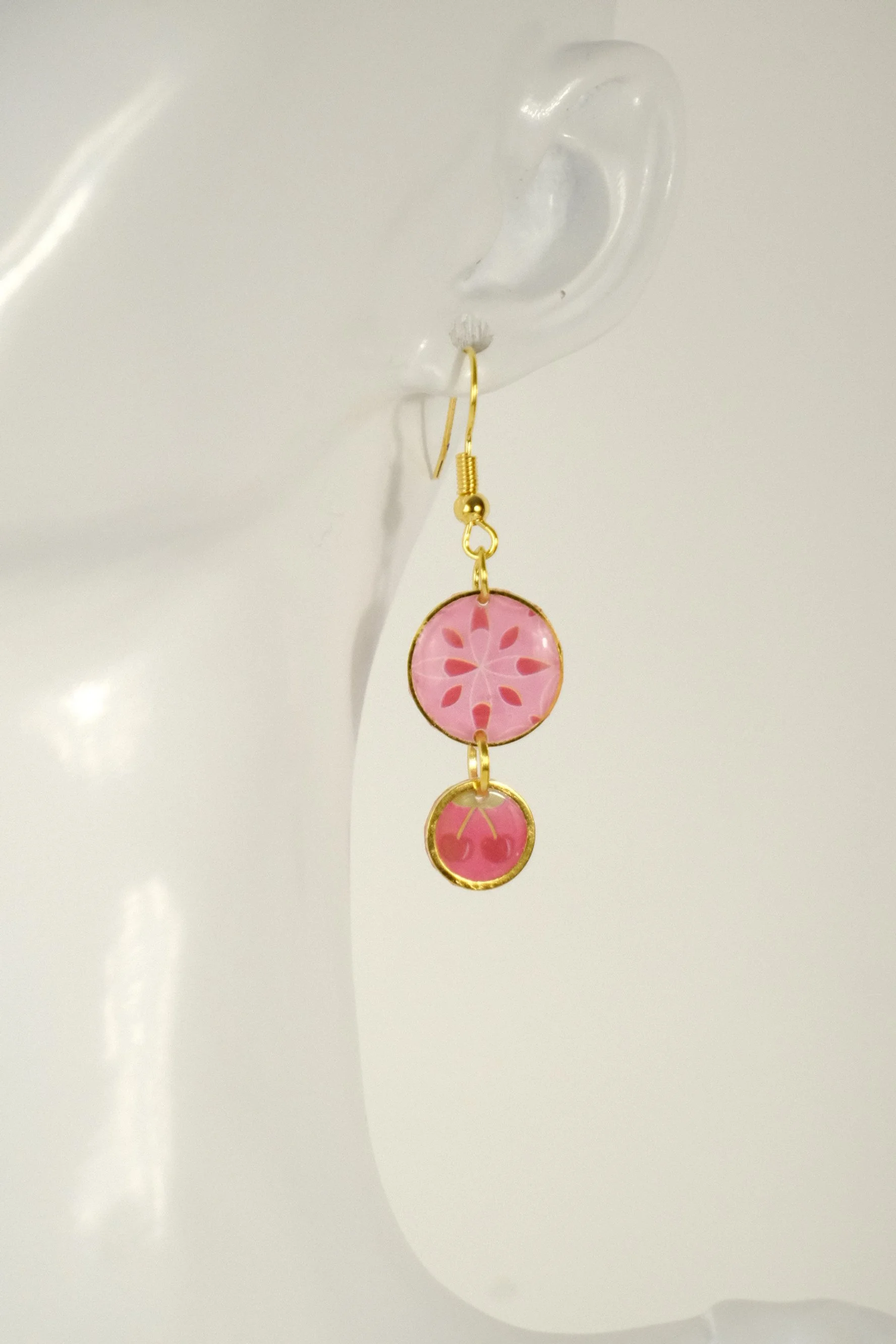Cherry Fuchsia Resin Earrings