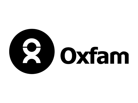 Oxfam logo in black and white with the text 'Oxfam'