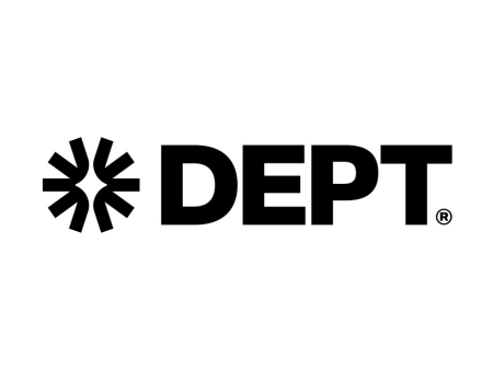 Logo with a circular starburst symbol followed by the word 'DEPT' in bold black letters.
