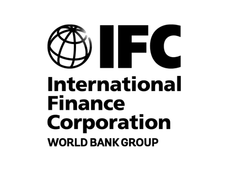 Logo of the International Finance Corporation, part of the World Bank Group, featuring a globe icon and bold black text.