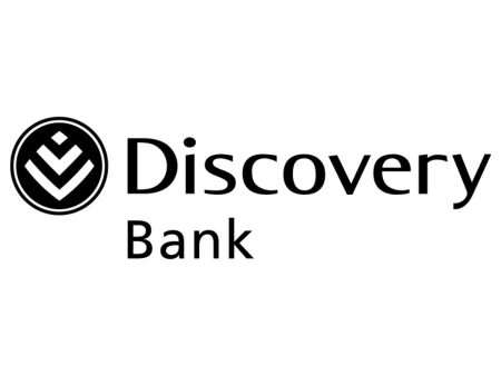 Discovery Bank logo with circular emblem and text.