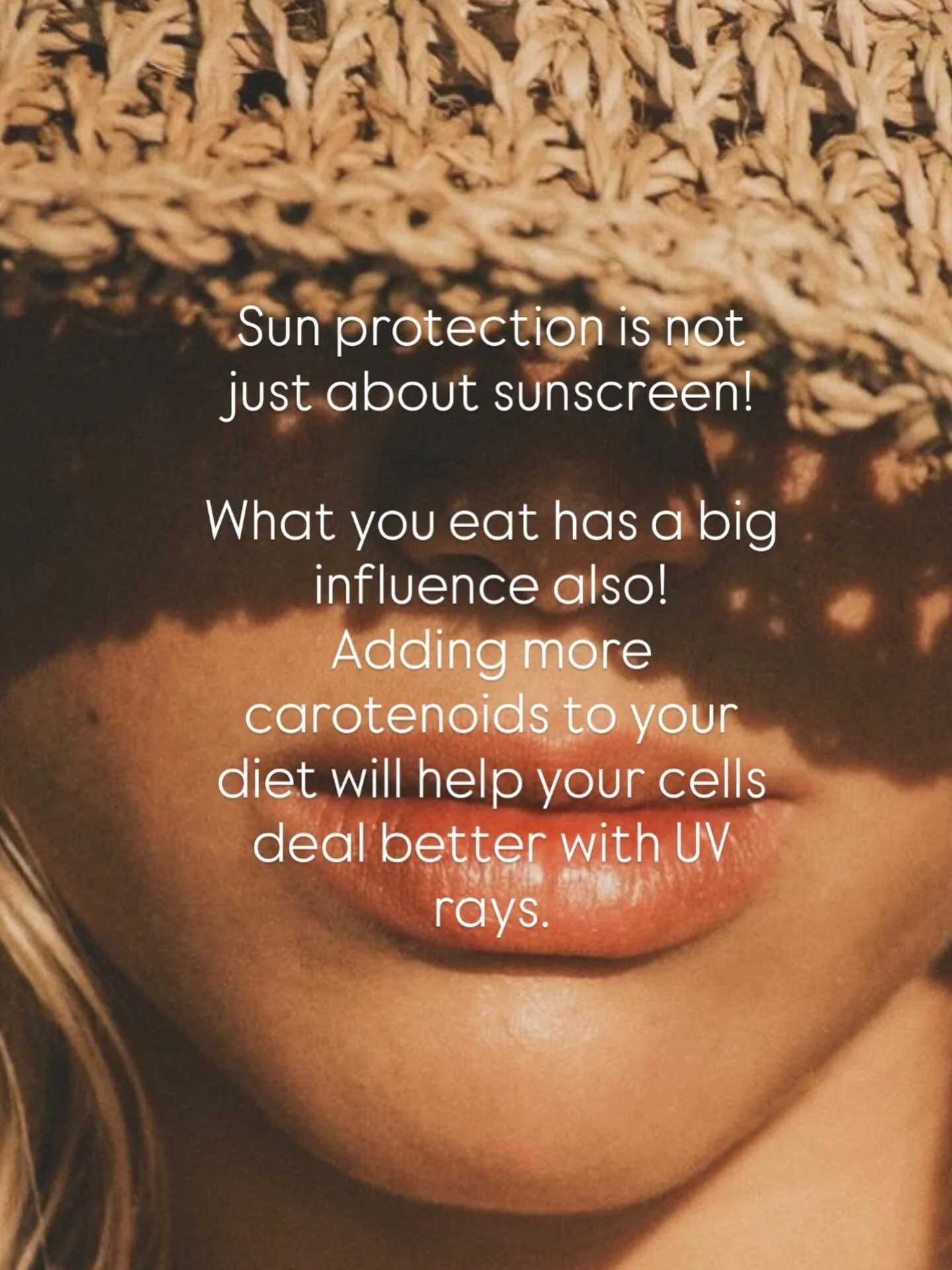 Did you know&hellip;..

What you eat can effect how resilient your skin is in the sun? 

Carotenoids ( beta-carotene, lycopene, lutein) act as internal antioxidants and accumulate in your skin after you eat them regularly.

When UV rays hit your skin