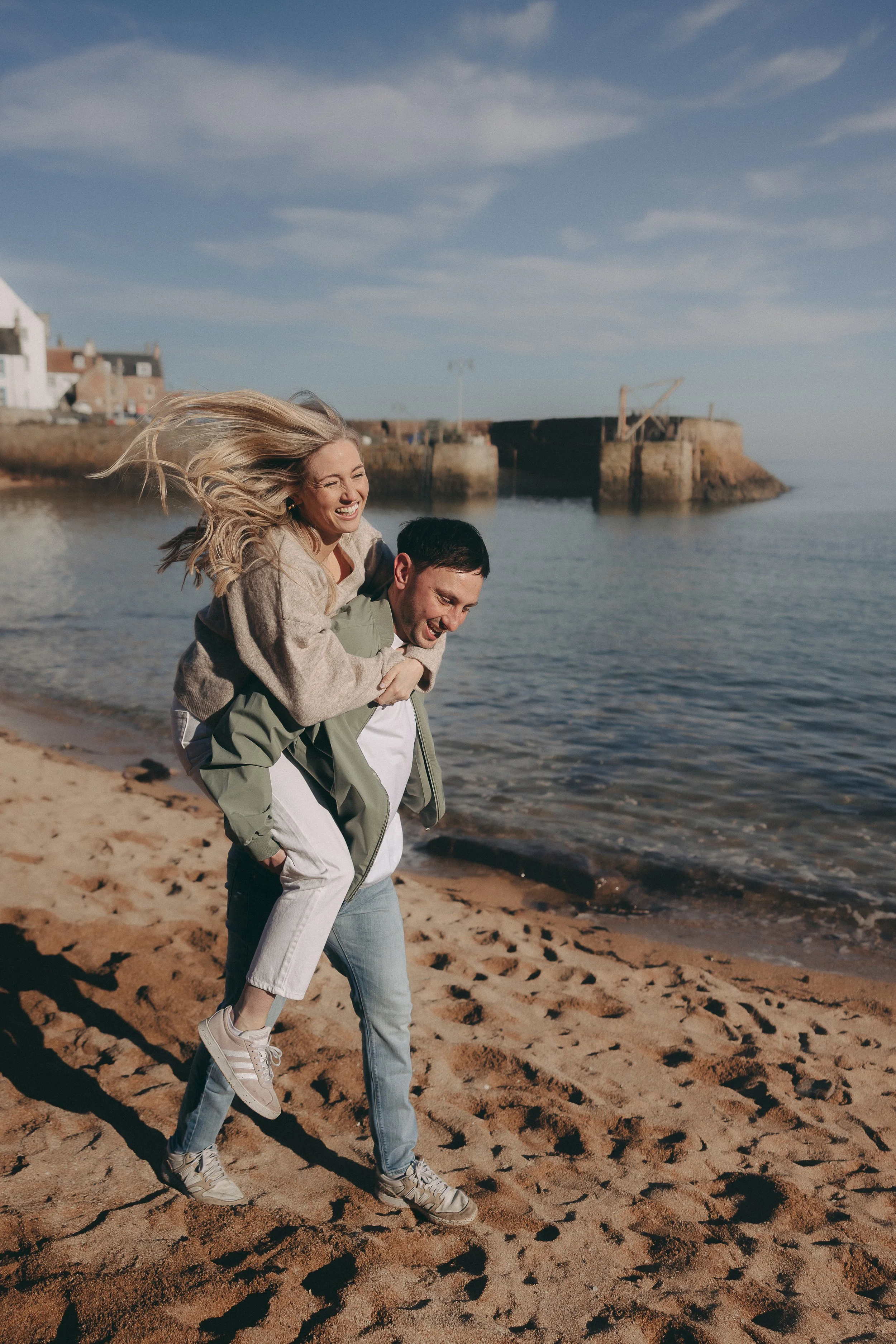 Crail Harbour pre wedding shoot for Rachel + Craig