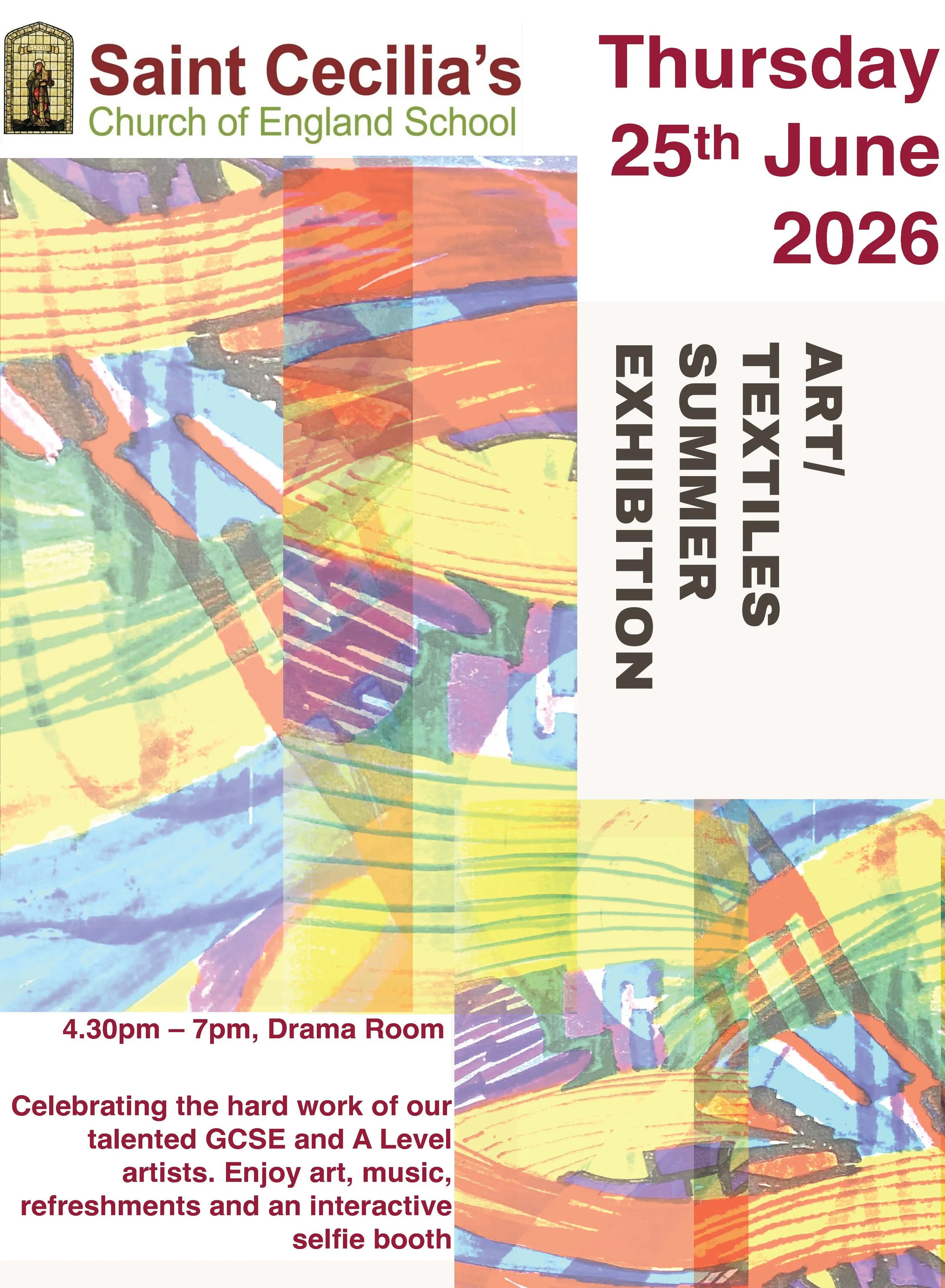 Art and Textiles Summer Exhibition Thursday 25th June 4.30 - 7pm