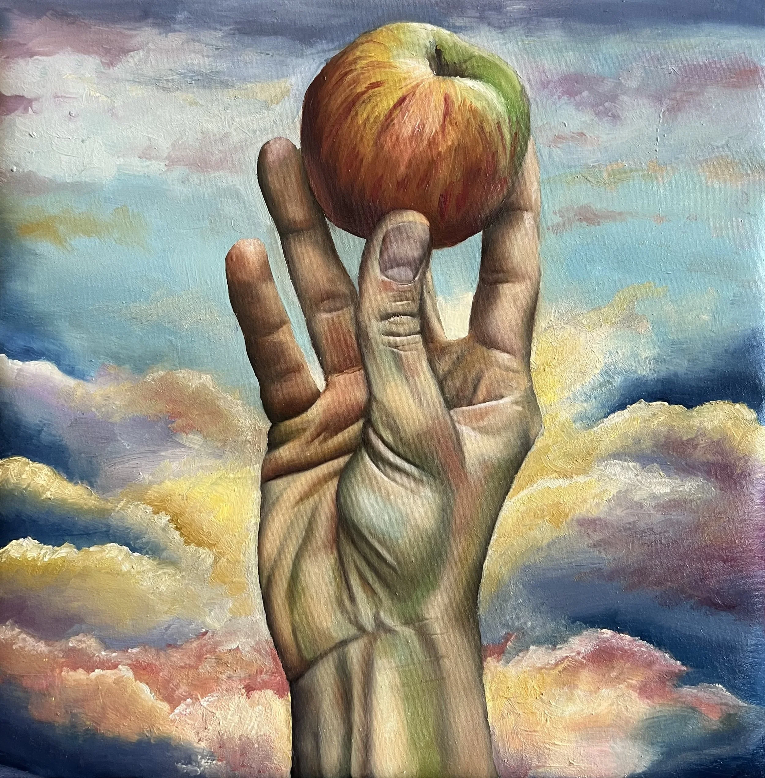 A dream about apple. Oil on canvas, 40 x 40 cm.
