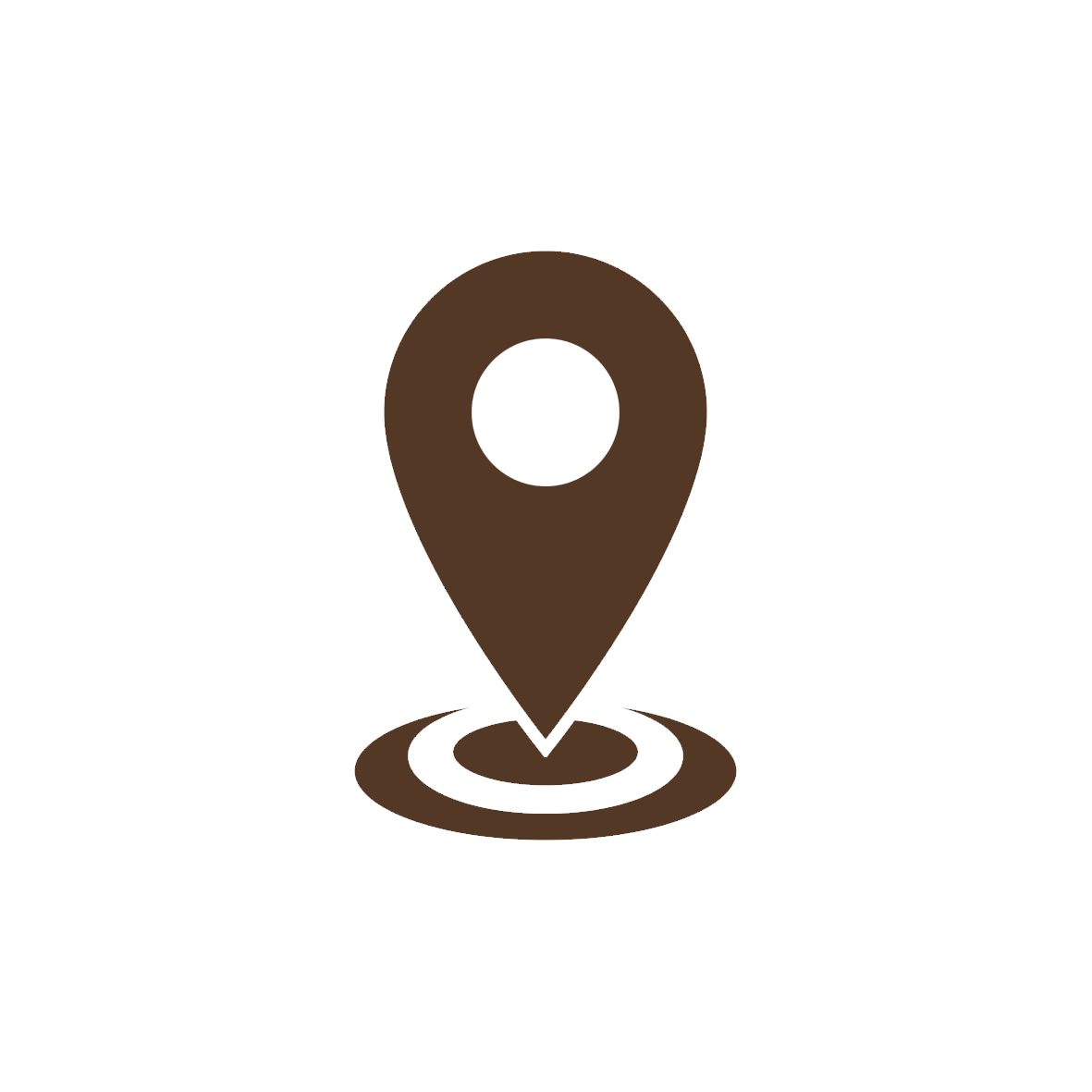 Icône de localisation en couleur marron avec un marqueur de position sur une surface plane