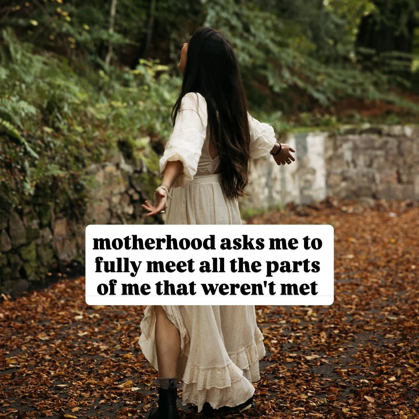 Motherhood has me constantly meet parts of myself that weren't met 

Every day feels like an act of full responsibility to show up as the woman I desire to be, and to show that to my daughter 

A woman who tends to her needs, to her body, physically,