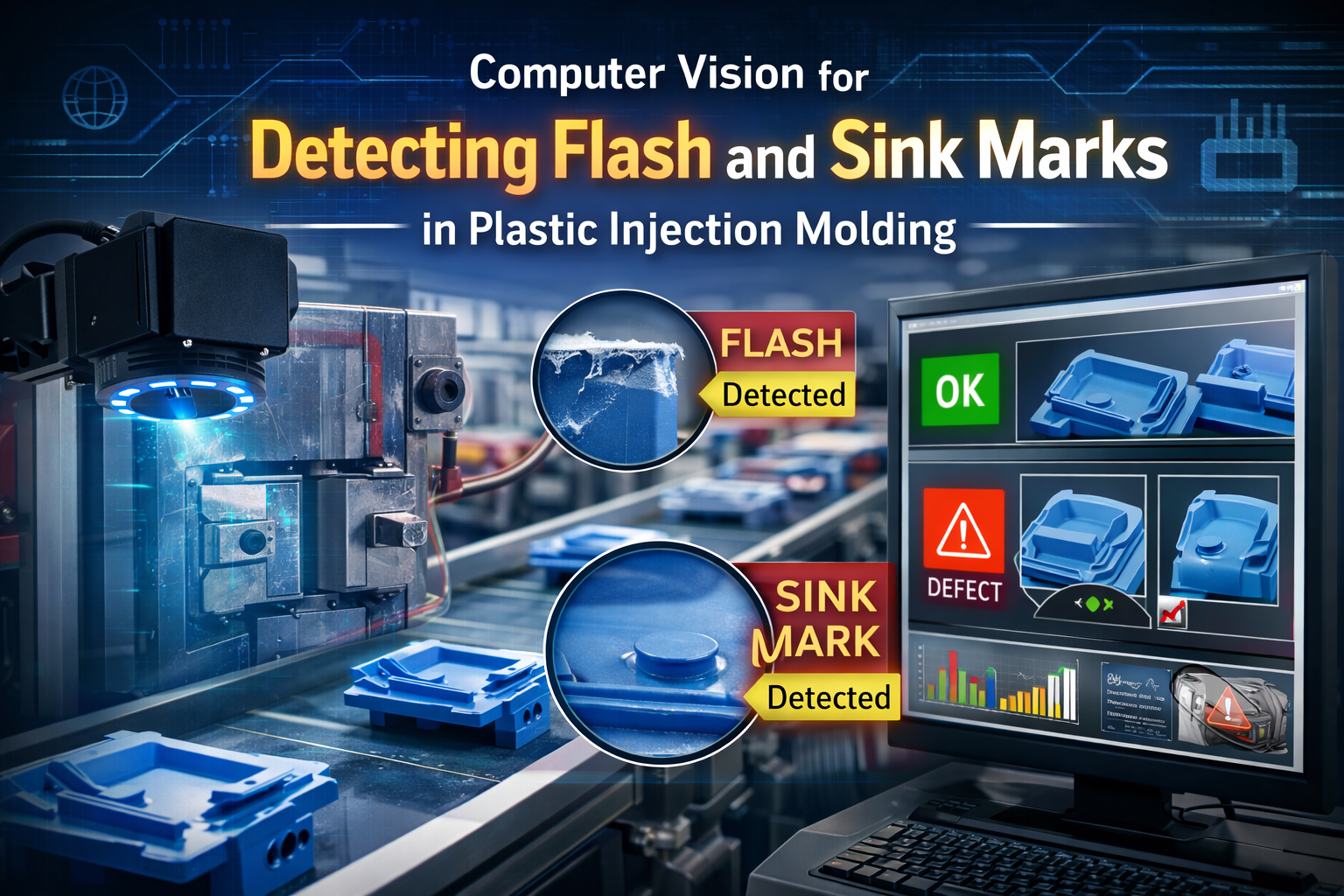 Computer Vision for Detecting Flash and Sink Marks in Plastic Injection Molding