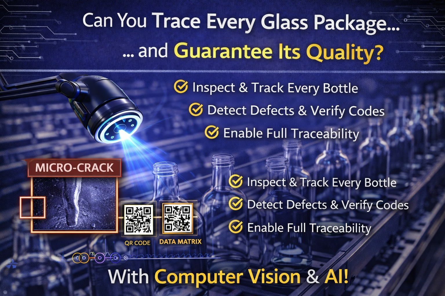 Tracciabilità e Ispezione nel Packaging in Vetro con Computer Vision