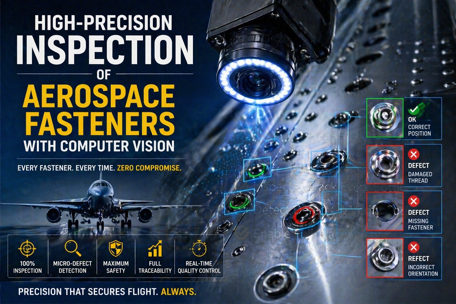 High-Precision Inspection of Aerospace Fasteners with Computer Vision