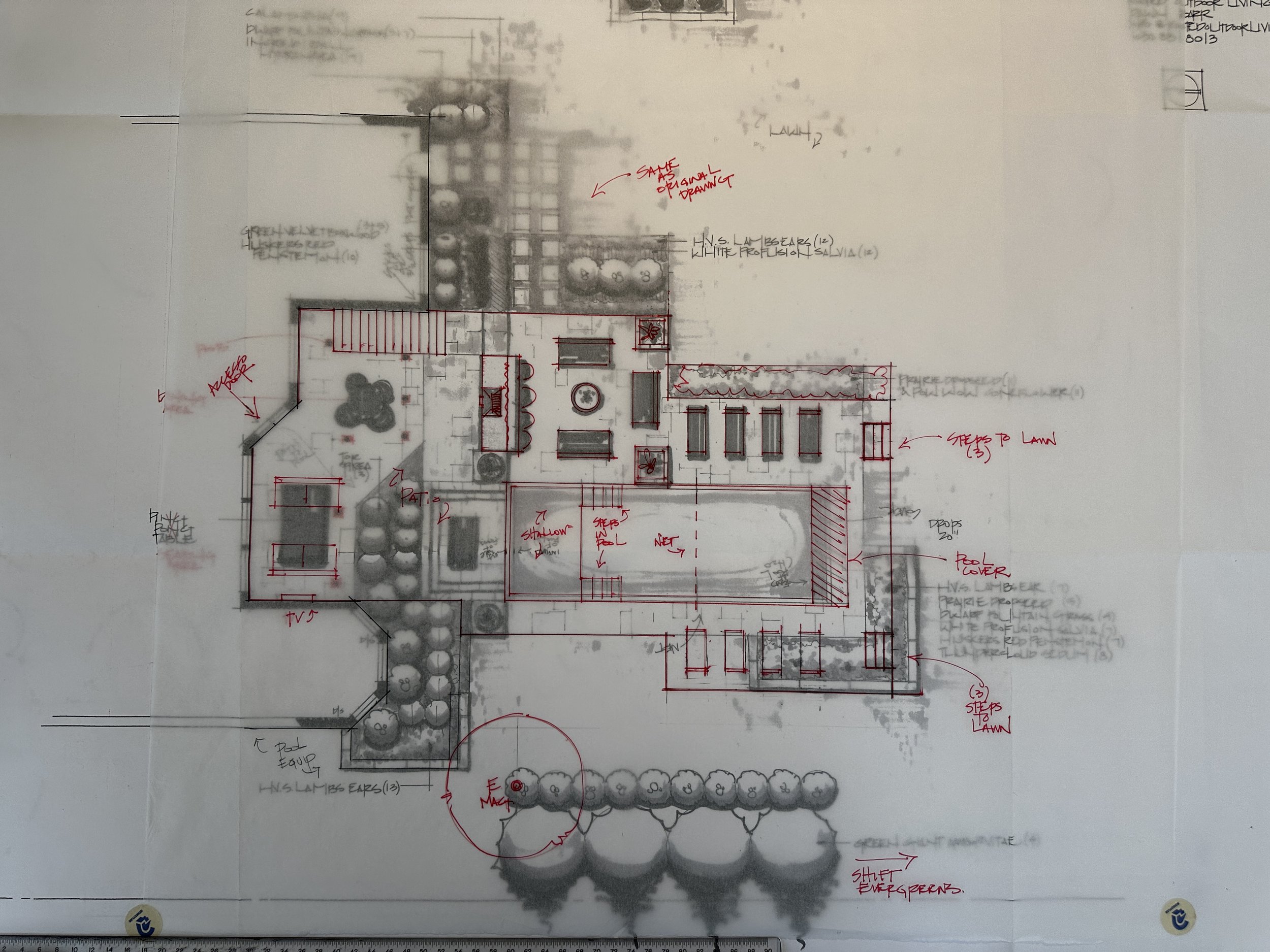 revising a pool patio design to better fit how a family lives outdoors