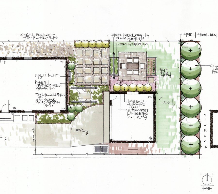 modern linear landscape design for home in Downers Grove Illinois