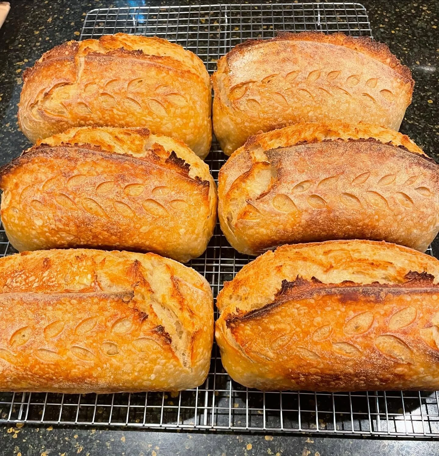 Another great bake day! Always so satisfying to bake my classic sourdough loaves. Made myself one for quality control of course 😋 😆 Hope everyone has a great weekend and see you folks at pickup shortly!