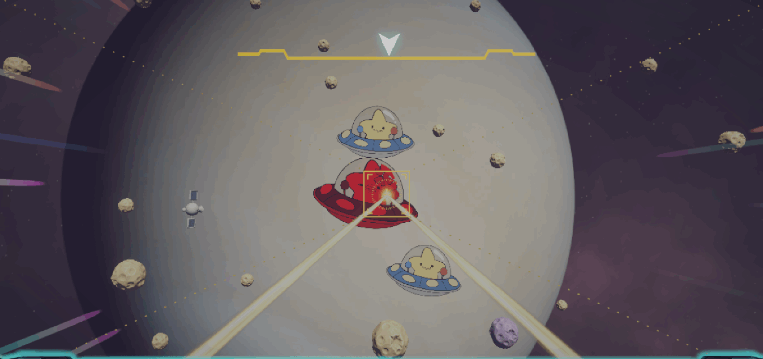 Screenshot of the Intergalactic Buttoneers' first prototype, which was inspired by classic space-flying games.