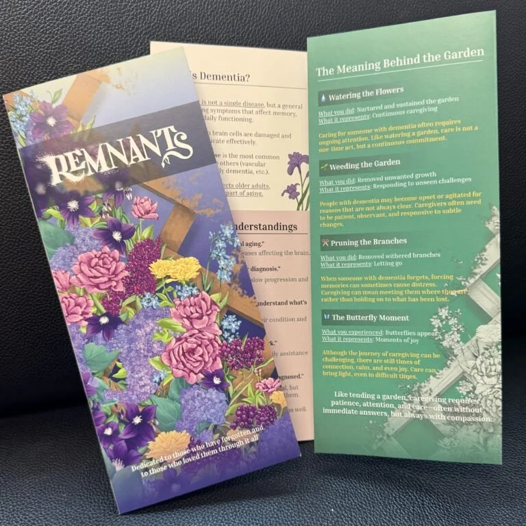 Photo of the Remnants informational pamphlet that the team gave to guests after experiencing Remnants. Source: Remnants Team.