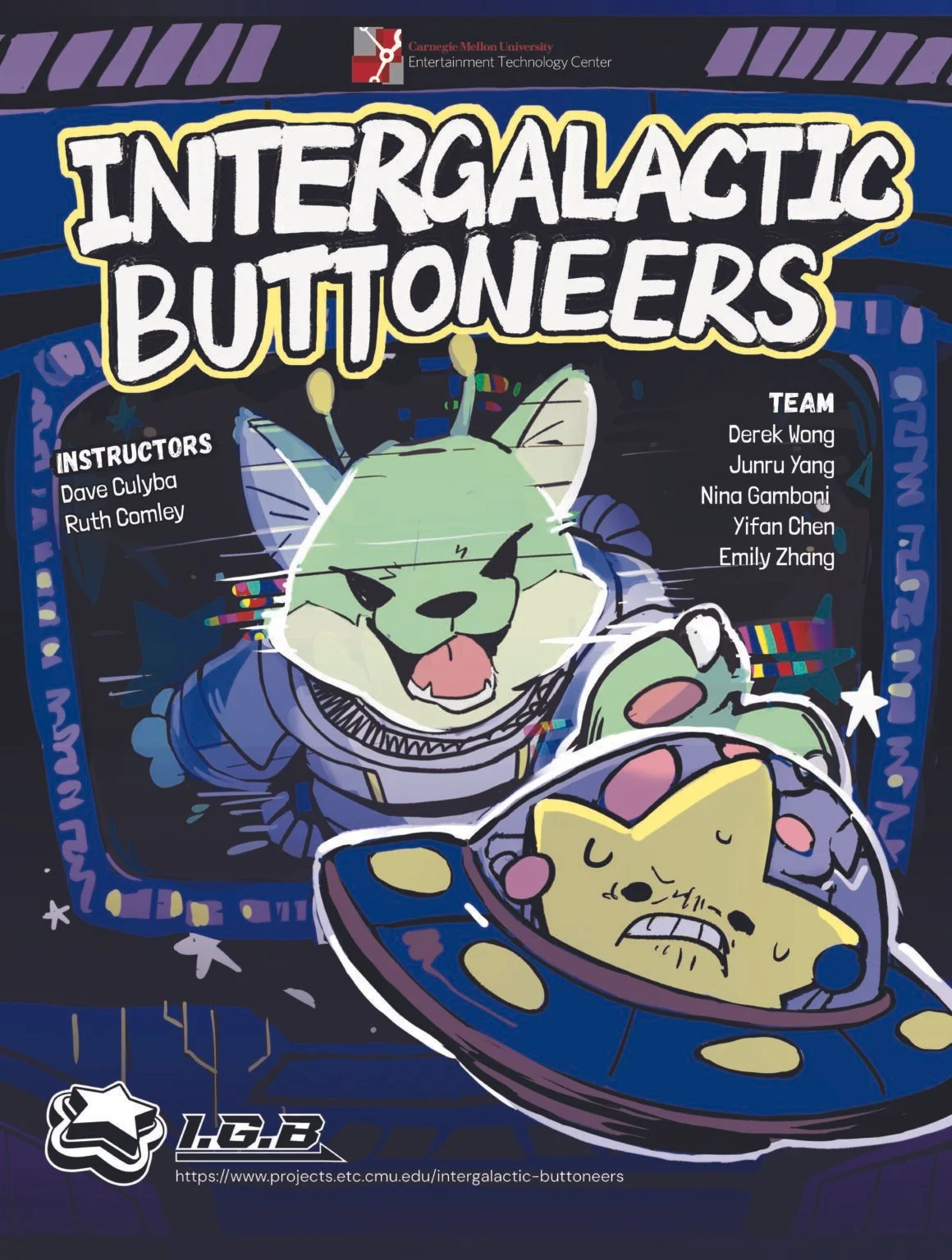 The final poster for the Intergalactic Buttoneers project.
