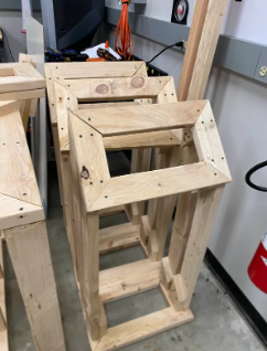 Photo shows the wooden platforms while they were in development by the team. Photo Credit: Little Owl Construction Co.