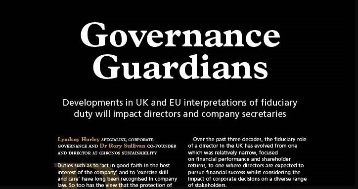 Article, Governance &amp; Compliance - The evolving meaning of fiduciary duty