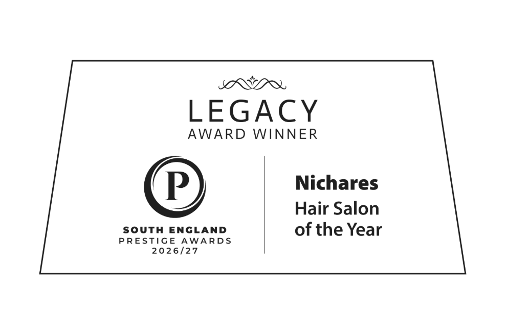 Award certificate for Nichares Hair Salon of the Year at the South England Prestige Awards 2026/27, titled 'Legacy Award Winner'.