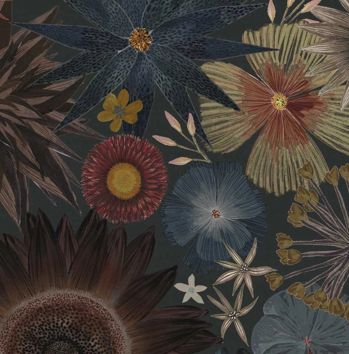 FLOWER POWER 'BLACK COFFEE' - FABRIC